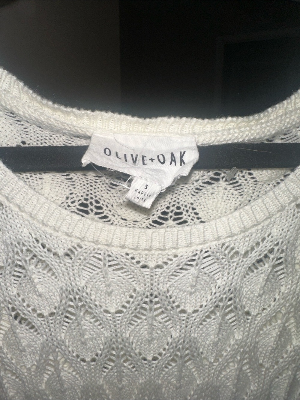 Olive & Oak Ivory Open-Knit Scoop Neck Sweater